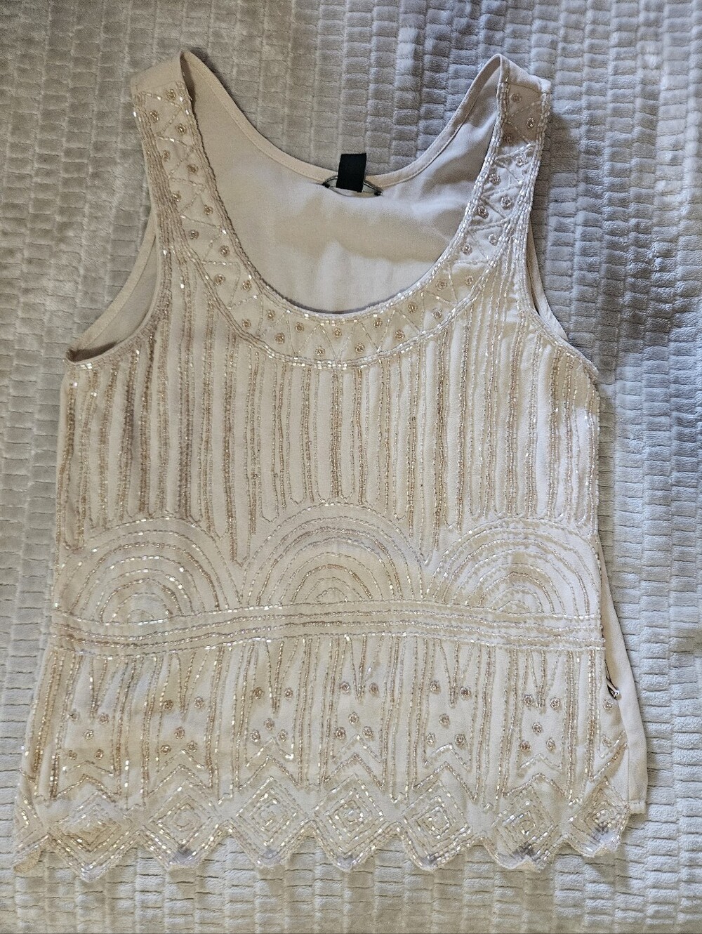 Forever 21 Cream Beaded Tank Top